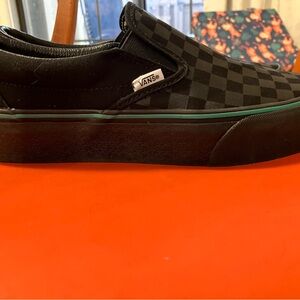 Vans Men's Black Checkered Slip-On Sneakers platform